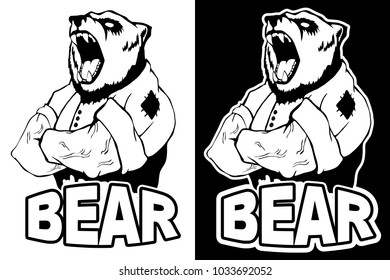 Isolated vector illustration a strong wild bear- man. Logo