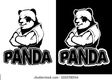 Isolated vector illustration a strong wild panda- man.