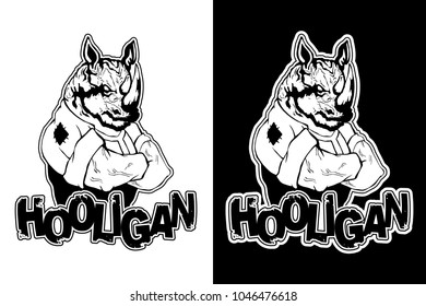 Isolated vector illustration a strong wild rhinoceros - man.