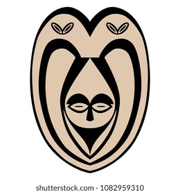 Isolated vector illustration of a stylized African mask.