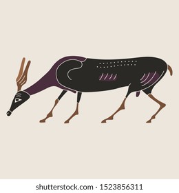 
Isolated vector illustration. Stylized antelope. Ancient Greek vase painting animal motif.