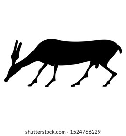 Isolated vector illustration. Stylized antelope. Ancient Greek vase painting animal motif. Black silhouette on white background.