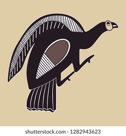 Isolated vector illustration. Stylized bird. Ethnic folk style. Ancient Greek vase painting motif from Cyprus.