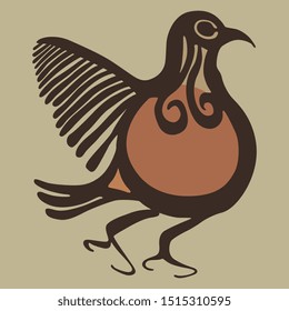Isolated vector illustration. Stylized bird. Ancient Greek vase painting motif.