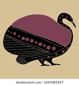  Vektorillustration einzeln. stilisierter Vogel. Schwan oder Wasservögel. Altes griechisches Vasenmalmotiv. Folk-Stil.