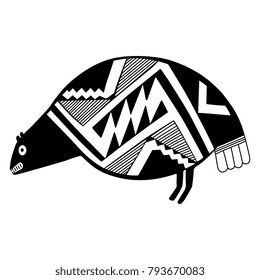 Isolated vector illustration of stylized bird. Based on Native American Indians folk art. Mimbres pottery. Mogollon culture.