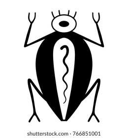 Isolated vector illustration of stylized cockroach. Based on ethnic Mayan motif. Pre-Columbian art.
