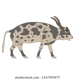 Isolated vector illustration of a stylized cow. Based on ancient Egyptian motif.