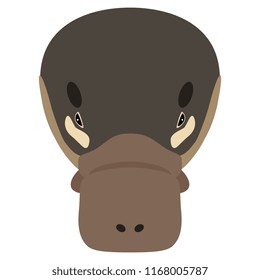 Isolated vector illustration. Stylized face of a Platypus. (Ornithorhynchus anatinus). Flat cartoon style.