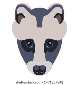 Isolated vector illustration. Stylized face of a baby raccoon. Flat cartoon style.