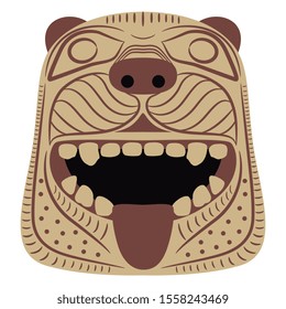 Isolated vector illustration. Stylized face of a lion. Ancient Greek pottery decor.