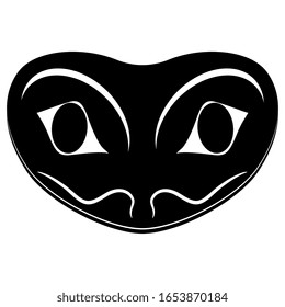 Isolated vector illustration. Stylized face of a frog. Native American ethnic motif of Tlingit Indians. Black and white silhouette.