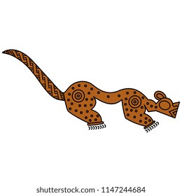 Isolated vector illustration. Stylized fantastic jaguar. Based in ancient Indian art of Costa Rica. 
