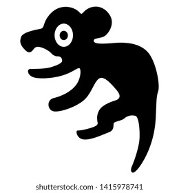 Isolated vector illustration. Stylized fantastic animal. Ancient Peruvian tribal motif of Mochica Indians. Black and white silhouette.