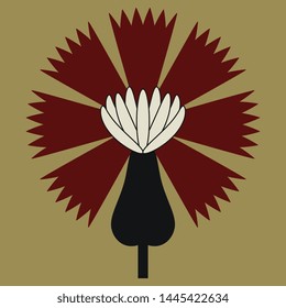 Isolated vector illustration. Stylized flower. Folk style. Medieval Indian Mogul motif.