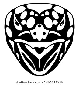 Isolated vector illustration. Stylized funny face of a turtle. Black and white flat silhouette. Logo style.