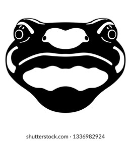 Isolated vector illustration. Stylized head of a Fire Salamander. Flat black and white sil1houette. Logo style.