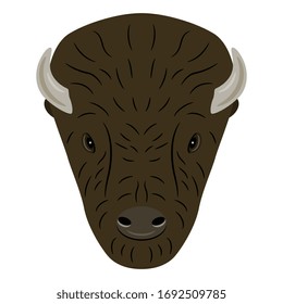 Isolated vector illustration. Stylized head of American bison or buffalo. Flat cartoon style.