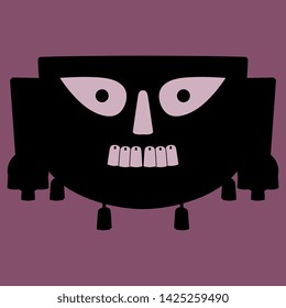 Isolated vector illustration. Stylized human face. Native American tribal motif from ancient Peru.
