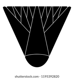 Isolated vector illustration. Stylized lotus flower or bud. Ancient Egyptian motif. Black and white linear silhouette.