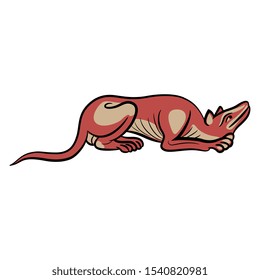 Isolated vector illustration. Stylized lying dog. Medieval illuminated manuscript motif.