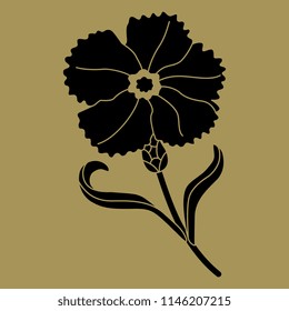 Isolated vector illustration of stylized meadow flower. Wild carnation. 