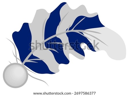 Isolated vector illustration of a stylized noble feather or plume in blue and silver colors. This classic heraldic emblem is ideal for rank icons, knight insignias, and fantasy game UI