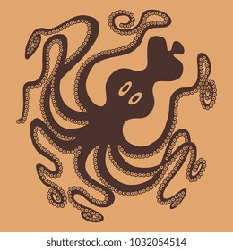 Isolated vector illustration of stylized octopus. Based on ancient Minoan art.