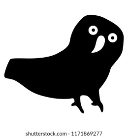 Isolated vector illustration. Stylized owl. Black and white silhouette.