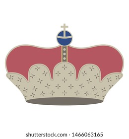 Isolated vector illustration. Stylized royal Christian crown or tiara. Flat cartoon style.
