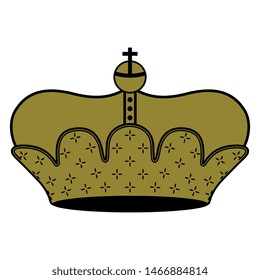 Isolated vector illustration. Stylized royal Christian crown or tiara. Black and gold silhouette.