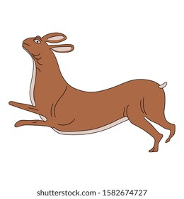 Isolated vector illustration. Stylized running hare. Ancient Greek vase painting motif.