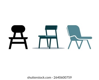 Isolated Vector Illustration of Three Stylish Chairs on White Background for Interior Design Projects and Furniture