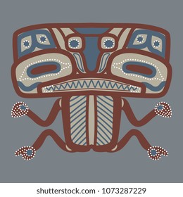 Isolated vector illustration. Totem animal of Tlingit Indians. Ethnic style.