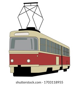 Isolated vector illustration of a tram.