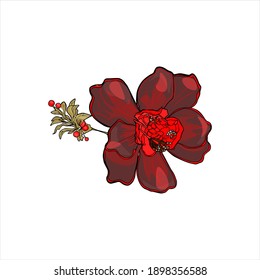 Isolated vector illustration of a tropical flower on a white background. Blank for designers, icon, logo, market, wedding, postcard