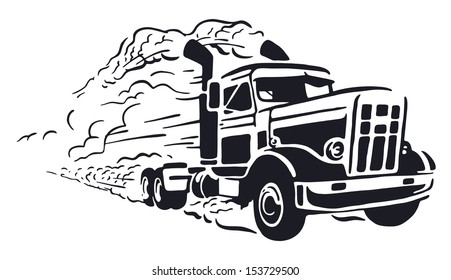 Isolated vector illustration of truck on white background.