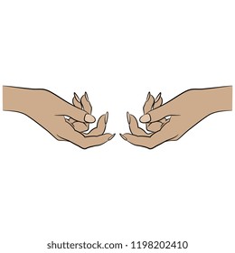 Isolated vector illustration. Two beautiful female hands in elegant gesture. Cartoon style.