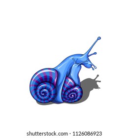 Isolated vector illustration of two blue embraced snails.