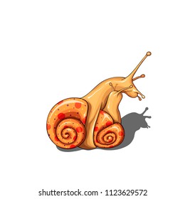 Isolated vector illustration of two embraced snails with funny coloring.