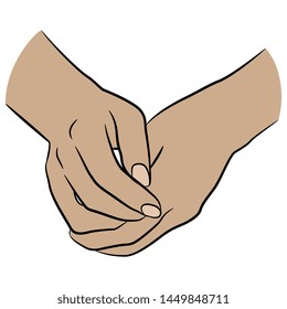 Isolated vector illustration. Two folded female hands. Cartoon style.