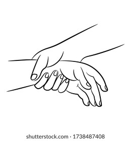 Sketch Two Hands Holding Together Concept Stock Vector (Royalty Free ...