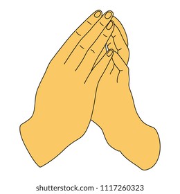 Isolated vector illustration of two human hands in pray.