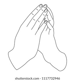 Isolated vector illustration of two human hands in pray.