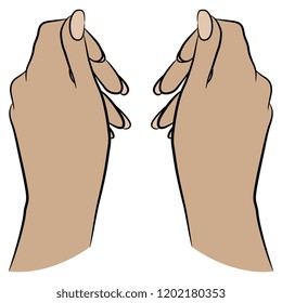 Isolated vector illustration. Two human female Caucasian hands in elegant gesture. Hand drawn linear sketch. Cartoon style.