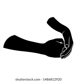 Isolated vector illustration. Two locked female hands. Black and white silhouette.