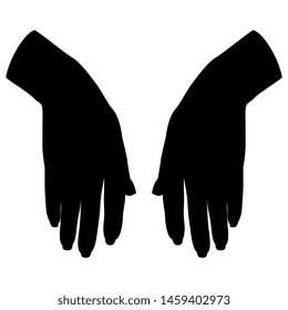 Isolated vector illustration. Two silhouetted female hands in elegant relaxed gesture.