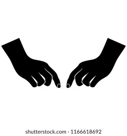 Isolated vector illustration. Two stylized human hands. Black and white silhouette.