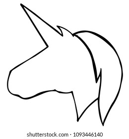 Isolated Vector Illustration of Unicorn Horse Fantasy Head Horn. Flat, Icon, Sign, Logo, Symbol, Object, Graphic Design, Element, Background, Print.