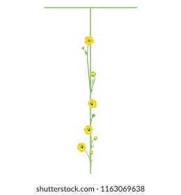  Ilustración vectorial aislada. Letra mayúscula "T" en mayúscula con motivos florales. Mariposa o flores ranunculus. 